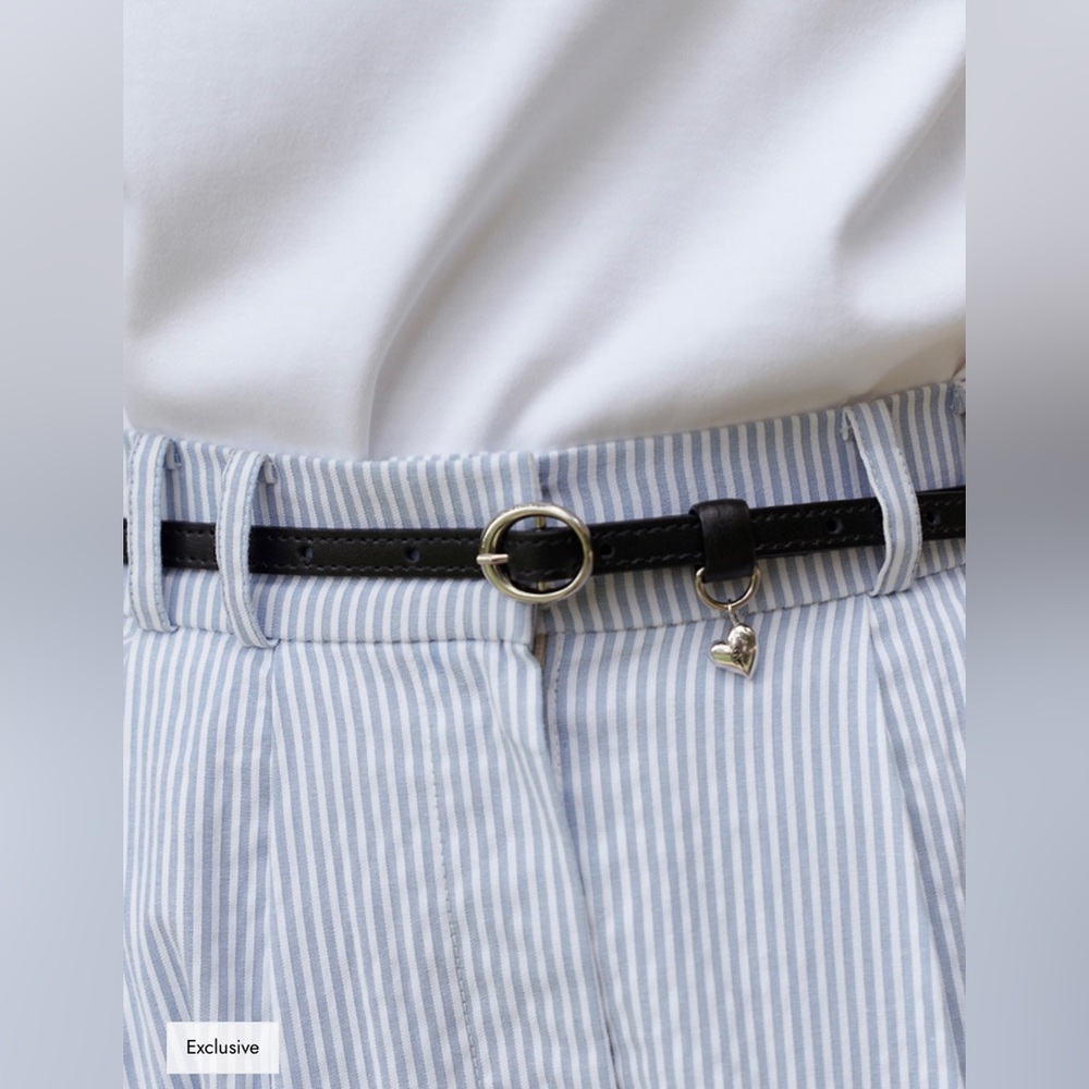 Flowoom Symbol Leather Belt Heart Charm Skinny Minimal